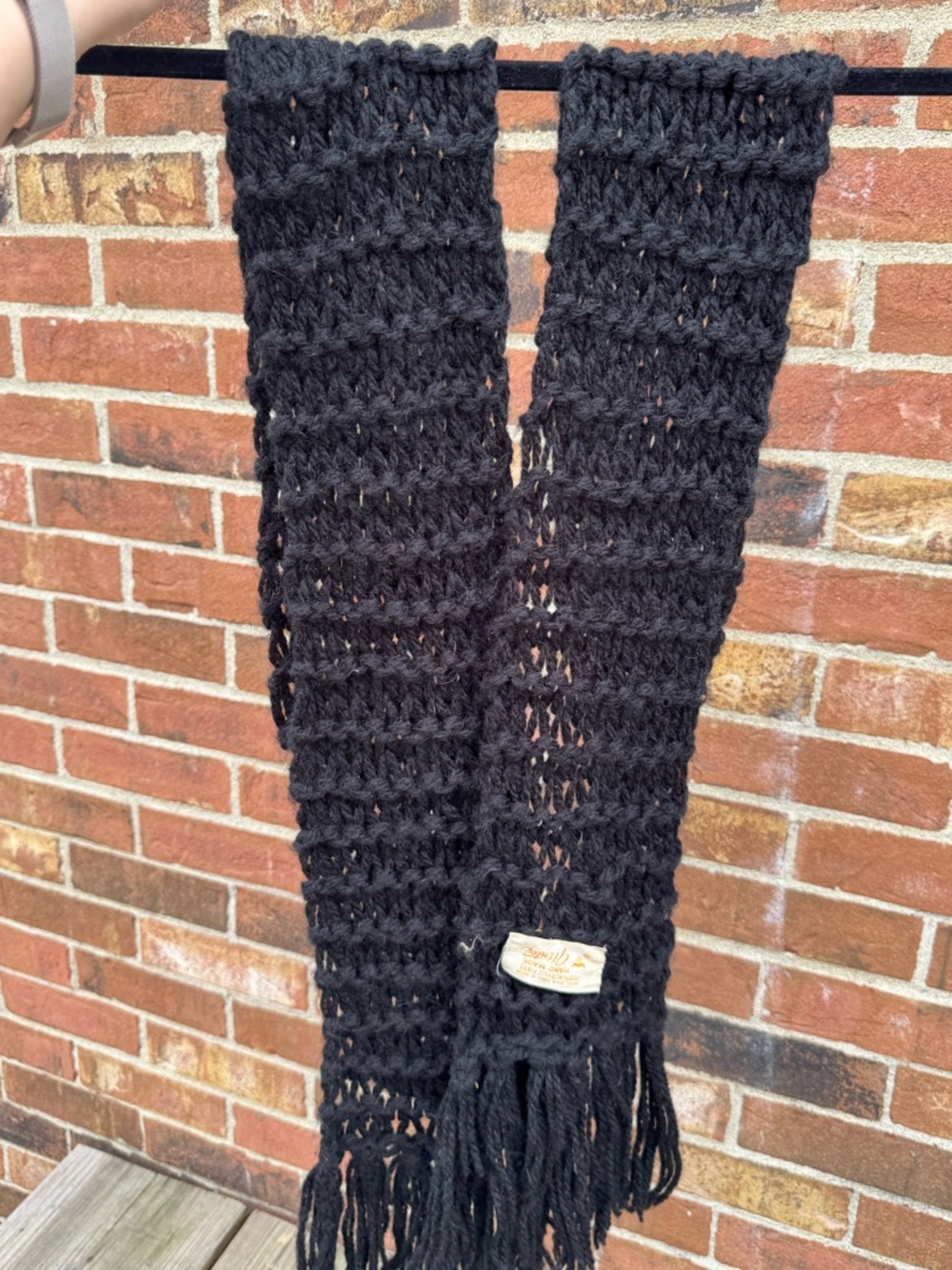 Handcrafted Black Crochet Fringe Scarf